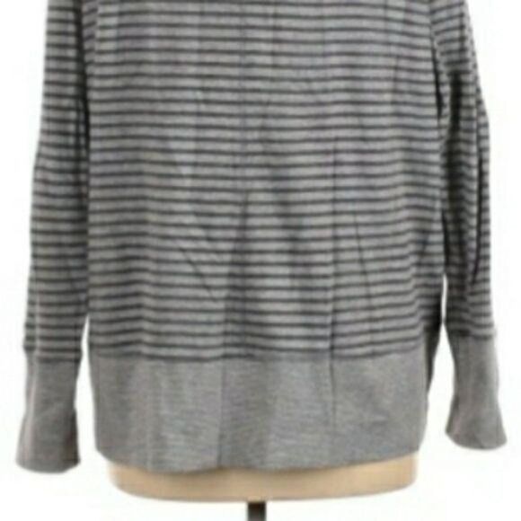 Coldwater Creek Cotton Casual Sporty Open Cardigan Monotone Gray Striped Sz 14 - Picture 8 of 11